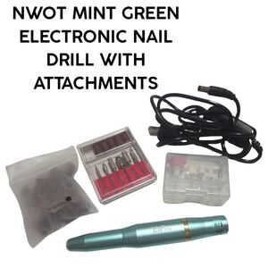 Mint Green Electronic Nail Drill with Accessories